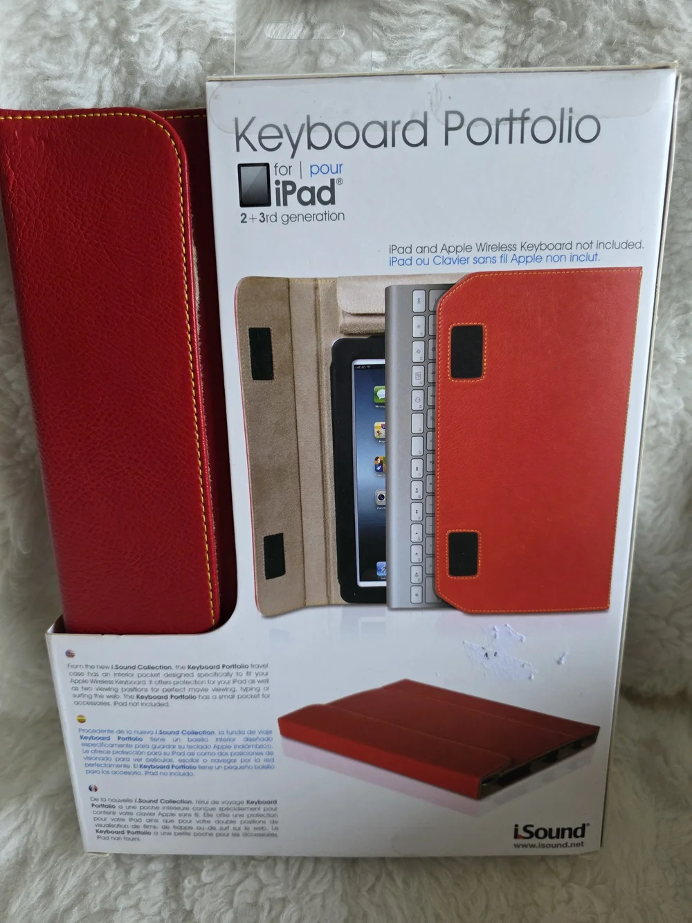 Red Genuine Leather Keyboard Portfolio Case for iPad